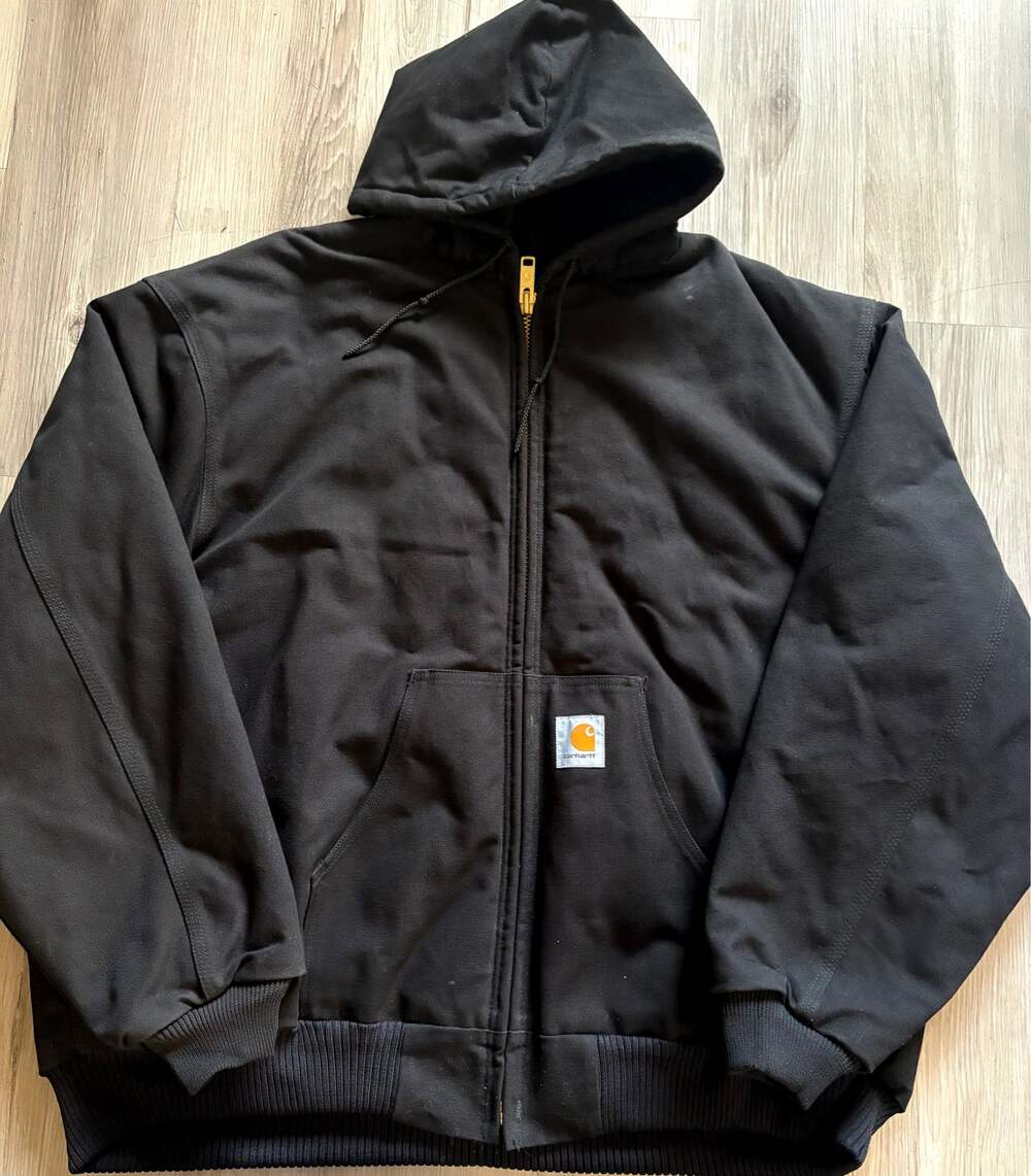 Carhartt Hooded Jacket VNTG 2002 J04 Black Canvas Sz 3XL Men’s Workwear Quilted